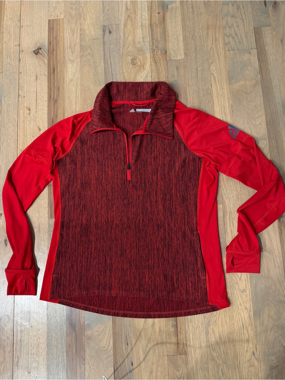 adidas Red Long Sleeve Half-Zip Pullover Jacket